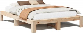 vidaXL Cadru de pat fără saltea, 140x190 cm, lemn masiv de pin
