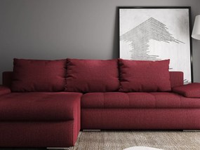 Colțar extensibil dumonde cu ladă de depozitare si sezut confortabil din spuma high-density, Leonardo Enjoy Rosu 260x185 cm