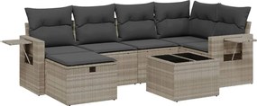 vidaXL Set canapele de grădină cu perne, 7piese gri deschis poliratan