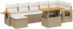 vidaXL Set canapele de grădină, 8 piese, cu perne, bej, poliratan
