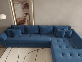 Colțar extensibil dumonde cu ladă de depozitare si sezut confortabil din spuma high-density, Loana XL Zoom Albastru II 335x185 cm