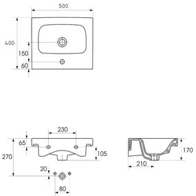 Cersanit K116-009 - Lavoar încastrat MODUO 40 x 50 cm, ceramică, alb lucios