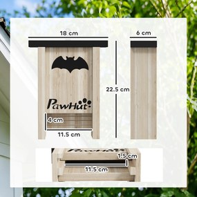 PawHut Set de 3 Căsuțe pentru Lilieci din Lemn de Brad, 18x6x22.5 cm, Lemn Natural | Aosom Romania