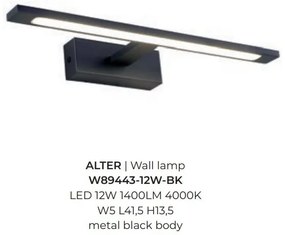 Aplica de perete LED pentru oglinda sau tablou ALTER negru 12W
