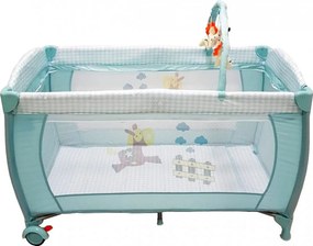 Patut pliant transformabil in tarc copii Baby Care™ NEST, 60X120 cm, 2 Niveluri, Masa infasat, Jucarie Carusel cu jucarii din plus, Fermoar acces