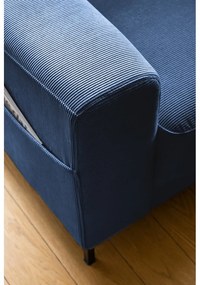 Fotoliu albastru închis cu tapițerie din catifea reiată Lofty Lilly – Miuform