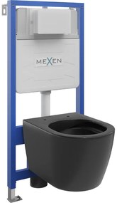 Mexen set WC încastrat cadru Felix Slim cu vas de toaletă Carmen, Negru mat - 6103388XX85