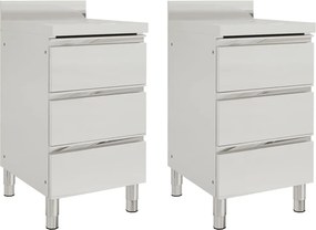 vidaXL Dulapuri de bucătărie comerciale cu 3 sertare, 2 buc., 50x60x96 cm