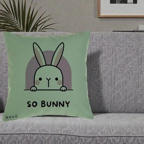Perna Decorativa So Bunny Kawaii, 40x40 cm, Verde, Husa Detasabila, Perna Inclusa, BEKZ®