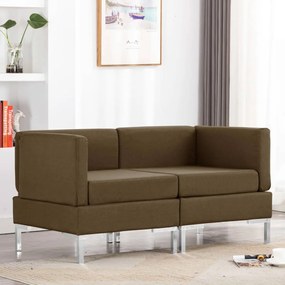 Canapele de colt modulare cu perne, 2 buc., maro, textil Maro, 2x corner sofas