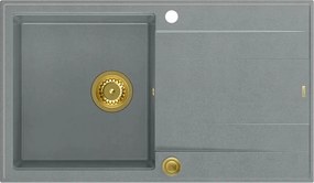 Chiuveta compozit incastrata Quadron Unique Evan 111 gri - auriu 86x50 cm