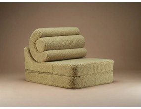 Fotoliu pentru copii verde cu tapițerie din țesătură bouclé Flipster – Wigiwama
