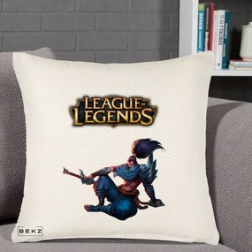 Perna Personalizata League of Legends Yasuo, 40x40 cm, Crem Reliefat, Husa Detasabila, Perna Inclusa, BEKZ®