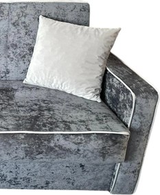 Fotoliu SAMY NEXT extensibil, cu lada de depozitare, stofa gri inchis cu gri deschis , cadru metalic, 103x100x92 Catifea plusata, Gri