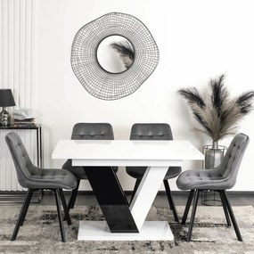 JAKS Masă de bucătărie Clark 120 cm negru și alb lucios glamour