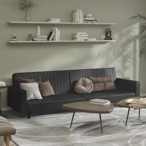 337667 vidaXL Canapea extensibilă cu 2 locuri, negru, piele ecologică