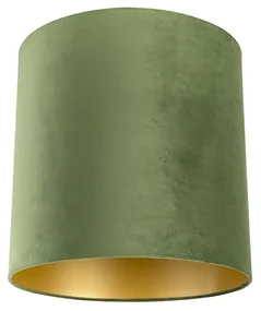 Abajur din catifea verde 40/40/40 cu interior auriu