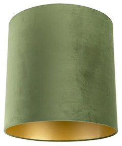 Abajur velur verde 40/40/40 cu interior auriu
