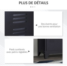 HOMCOM Suport TV banc televizor design industrial 2 dulapuri cu 2 rafturi reglabile treceri pentru cabluri structura otel negru | Aosom Romania