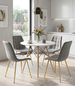 Scaun de dining SPLIT VELVET cu picioare aurii, gri deschis