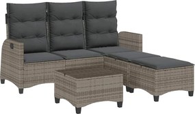 vidaXL Set canapea grădină 3 piese cu perne formă L polirattan gri