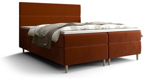 Pat matrimonial Boxspring 160 cm Flu Comfort (maro portocaliu) (cu saltea și sp. depozitare). 1055924