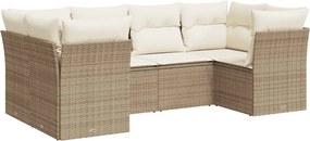 vidaXL Set canapele de grădină cu perne, 6 piese, bej, poliratan