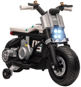 HOMCOM Motocicletă Electrică pentru Copii 3-5 Ani cu Roți de Antrenament, Baterie Reîncărcabilă, Design Sportiv, Alb | Aosom Romania