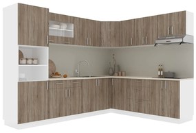 Set Bucatarie Colt Karo V36, Stejar Sonoma Inchis/Alb, Blat Thermo 28 mm, L 280 x 220 cm