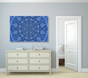 Tablou Mandala ornamentală cu dantelă în culoarea albastră