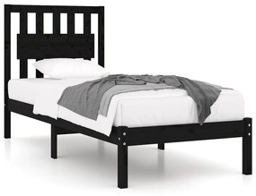 3103902 vidaXL Cadru de pat single, negru, 90x190 cm, lemn masiv de pin