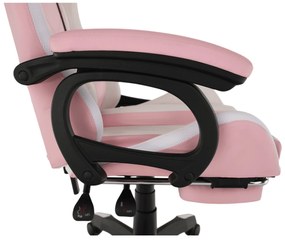 Scaun de birou / joc cu iluminare LED RGB, roz / alb, JOVELA