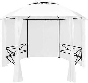 vidaXL Pavilion de grădină cu perdele, alb, 360x312x265 cm, 180 g/m²