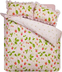 Lenjerie de pat roz pentru pat de o persoană 135x200 cm Strawberry Frills – Catherine Lansfield