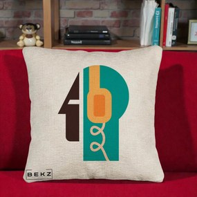 Perna Personalizata Retro Casti Muzicale, 40x40 cm, Bej Canapea, Husa Detasabila, Perna Inclusa, BEKZ®