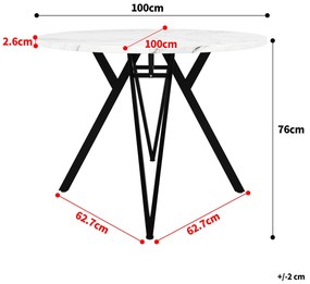 Masă rotundă pentru 4 persoane, Alb+Negru | Aosom Romania