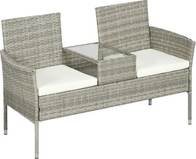 Outsunny Bancă din ratan pentru 2 persoane pentru grădină, scaun | Aosom Romania