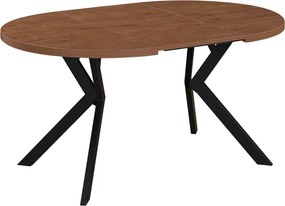 Masă de sufragerie extensibilă, stejar închis/negru, 100-250x75,5 cm, LUKOS
