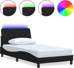 vidaXL Cadru de pat cu LED fără saltea Negru 100x200 cm Material