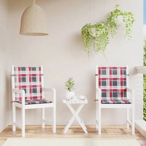 vidaXL Perne cu spătar roșu carouri, 2 buc., 100x50x3cm, textil Oxford
