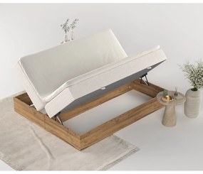 Pat boxspring bej/în culoare naturală cu spațiu de depozitare 180x200 cm Faro – Maison de Rêve