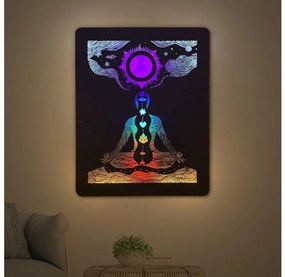 Li-Go 4421/A/4 - Decorațiune LED de perete LED/10W/5V 30000 mAh 70x90 cm stejar/chakre