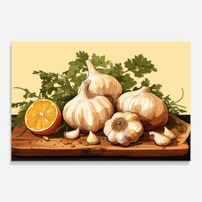 Panou Sticla Bucatarie, 60x100cm, Protectie aragaz, Antistropi, Termorezistent, Alimente, Condimente, Garlic Lemon