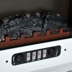 Homcom Soba Electrica de Sol cu Efect Flama Reglabila 1800W, Alb, 51x31x56cm