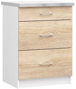 Dulap inferior de bucătărie Lula s60 sz3 (Alb mat + stejar sonoma). 1068767