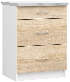 Dulap inferior de bucătărie Lula s60 sz3 (Alb mat + stejar sonoma). 1068767