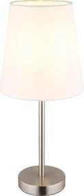 Lampa de masa metal nickel abajur textil alb JORIS