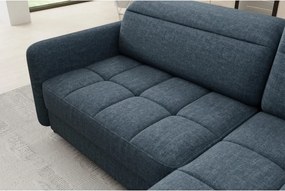 Colțar albastru extensibil/cu spațiu de depozitare cu tapițerie din catifea (cu colț pe partea dreaptă/în formă de ”L”) Barea – ELTAP