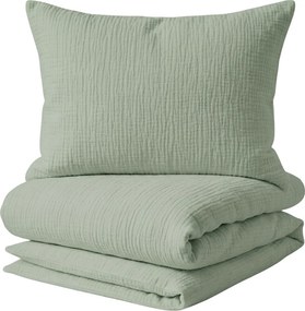 Lenjerie de pat din muselin Mussari verde salvie Dimensiune lenjerie de pat: 2 buc 70 x 90 cm | 200 x 220 cm