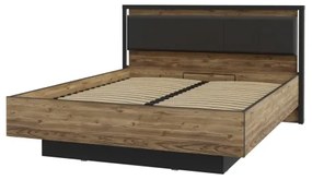 Pat dublu OREN 160x200 cm cu spațiu de depozitare maro/negru
